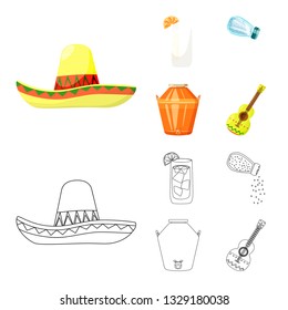 Vector design of cafe and Latin icon. Set of cafe and national stock vector illustration.