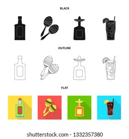 Vector design of cafe and Latin icon. Set of cafe and national vector icon for stock.
