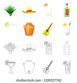 Vector design of cafe and Latin icon. Set of cafe and national vector icon for stock.
