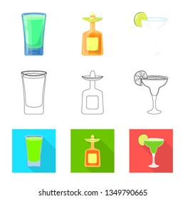 Vector design of cafe and Latin icon. Set of cafe and national stock symbol for web.
