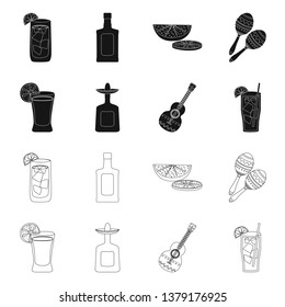 Vector design of cafe and Latin icon. Set of cafe and national vector icon for stock.