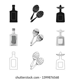 Vector design of cafe and Latin icon. Set of cafe and national stock vector illustration.