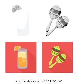 Vector design of cafe and Latin icon. Set of cafe and national vector icon for stock.