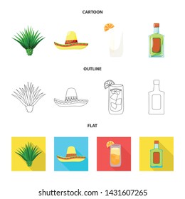 Vector design of cafe and Latin icon. Set of cafe and national stock symbol for web.
