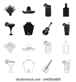Vector design of cafe and Latin icon. Collection of cafe and national stock symbol for web.