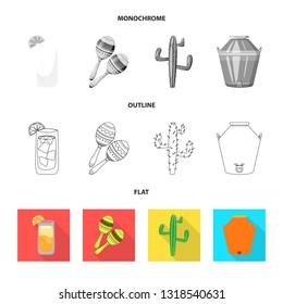 Vector design of cafe and Latin logo. Set of cafe and national vector icon for stock.