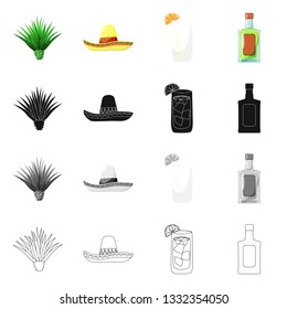 Vector design of cafe and Latin logo. Collection of cafe and national vector icon for stock.
