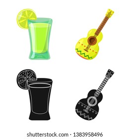 Vector design of cafe and Latin logo. Collection of cafe and national stock vector illustration.