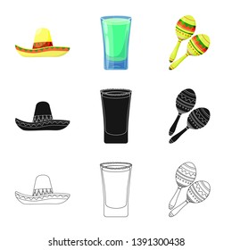 Vector design of cafe and Latin logo. Set of cafe and national vector icon for stock.