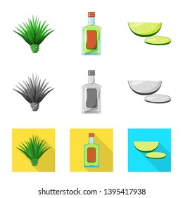 Vector design of cafe and Latin logo. Set of cafe and national stock symbol for web.