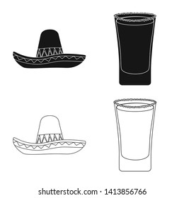 Vector design of cafe and Latin logo. Set of cafe and national stock vector illustration.