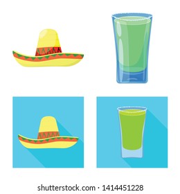 Vector design of cafe and Latin logo. Set of cafe and national stock vector illustration.
