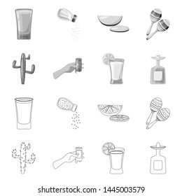 Vector design of cafe and Latin logo. Set of cafe and national vector icon for stock.