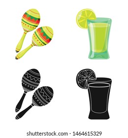 Vector design of cafe and Latin logo. Set of cafe and national stock symbol for web.