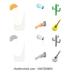 Vector design of cafe and Latin logo. Set of cafe and national stock vector illustration.
