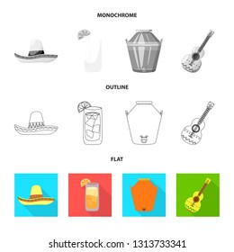 Vector design of cafe and Latin sign. Collection of cafe and national stock vector illustration.