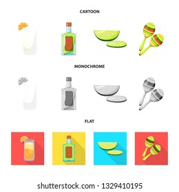 Vector design of cafe and Latin sign. Collection of cafe and national stock vector illustration.
