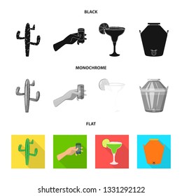 Vector design of cafe and Latin sign. Collection of cafe and national stock vector illustration.