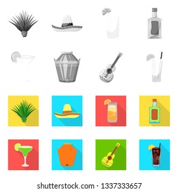 Vector design of cafe and Latin sign. Collection of cafe and national stock vector illustration.