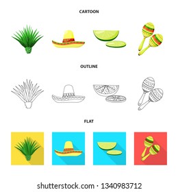 Vector design of cafe and Latin sign. Collection of cafe and national stock vector illustration.