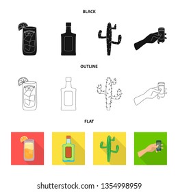 Vector design of cafe and Latin sign. Set of cafe and national stock vector illustration.
