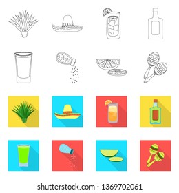 Vector design of cafe and Latin sign. Collection of cafe and national vector icon for stock.