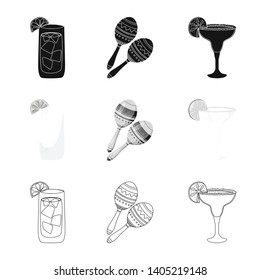 Vector design of cafe and Latin sign. Collection of cafe and national stock vector illustration.
