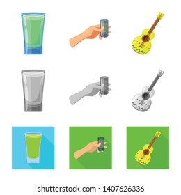 Vector design of cafe and Latin sign. Set of cafe and national vector icon for stock.