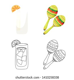 Vector design of cafe and Latin sign. Collection of cafe and national stock vector illustration.