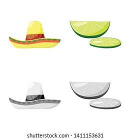 Vector design of cafe and Latin sign. Set of cafe and national vector icon for stock.