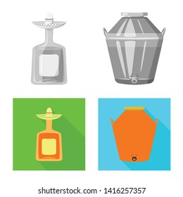 Vector design of cafe and Latin sign. Set of cafe and national stock symbol for web.