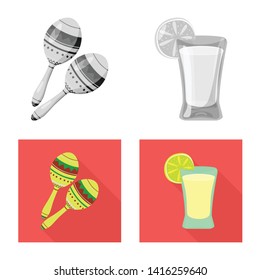 Vector design of cafe and Latin sign. Set of cafe and national stock symbol for web.