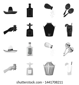 Vector design of cafe and Latin sign. Set of cafe and national vector icon for stock.