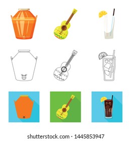 Vector design of cafe and Latin sign. Set of cafe and national vector icon for stock.