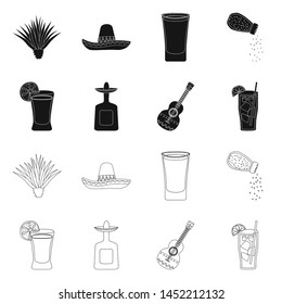 Vector design of cafe and Latin sign. Collection of cafe and national vector icon for stock.