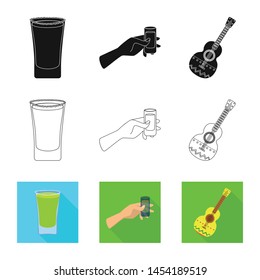 Vector design of cafe and Latin sign. Collection of cafe and national stock symbol for web.