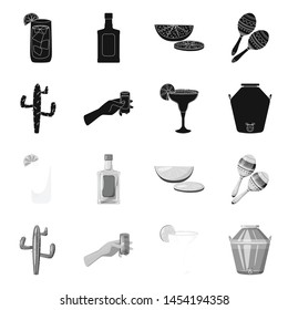Vector design of cafe and Latin sign. Set of cafe and national vector icon for stock.