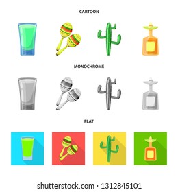 Vector design of cafe and Latin symbol. Collection of cafe and national stock vector illustration.