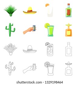 Vector design of cafe and Latin symbol. Collection of cafe and national stock symbol for web.