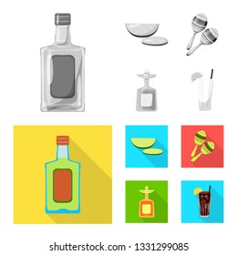 Vector design of cafe and Latin symbol. Set of cafe and national stock vector illustration.