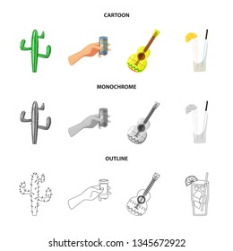 Vector design of cafe and Latin symbol. Collection of cafe and national stock vector illustration.