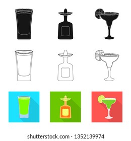 Vector design of cafe and Latin symbol. Set of cafe and national stock vector illustration.