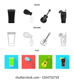 Vector design of cafe and Latin symbol. Set of cafe and national vector icon for stock.