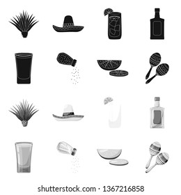 Vector design of cafe and Latin symbol. Set of cafe and national stock vector illustration.