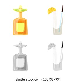 Vector design of cafe and Latin symbol. Set of cafe and national stock vector illustration.