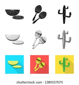 Vector design of cafe and Latin symbol. Collection of cafe and national stock vector illustration.