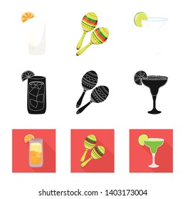 Vector design of cafe and Latin symbol. Collection of cafe and national stock symbol for web.