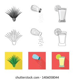 Vector design of cafe and Latin symbol. Collection of cafe and national vector icon for stock.