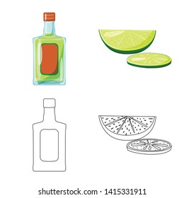 Vector design of cafe and Latin symbol. Collection of cafe and national vector icon for stock.