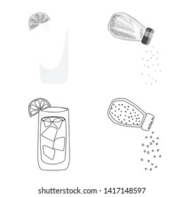 Vector design of cafe and Latin symbol. Set of cafe and national stock symbol for web.